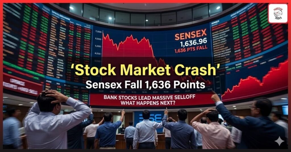 Indian Stock Market Crash 2026 Sensex Falls 1,636 Points as Bank Stocks Lead Massive Selloff | What Happens Next?