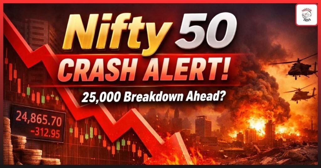 Nifty 50 Crash Alert Nifty 50 Slips Below Key Level — Is 25,000 the Next Big Breakdown Amid AI & War Fears?